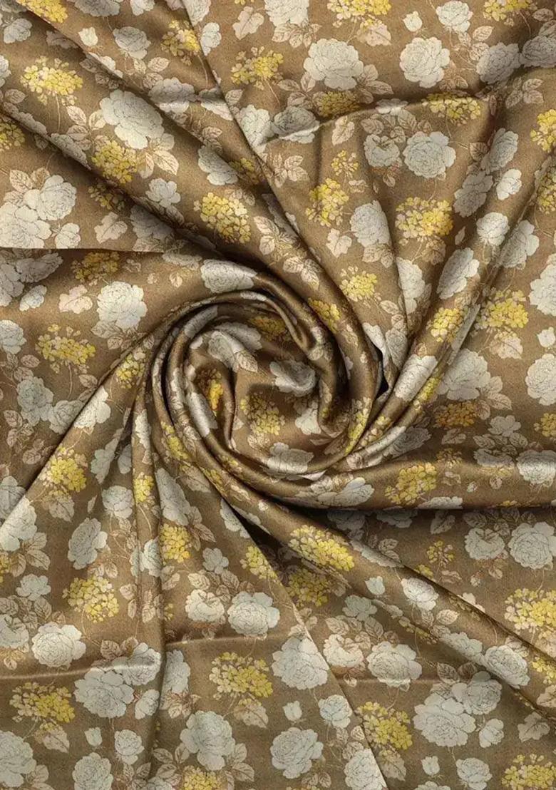 Brown Printed Satin Fusion Set