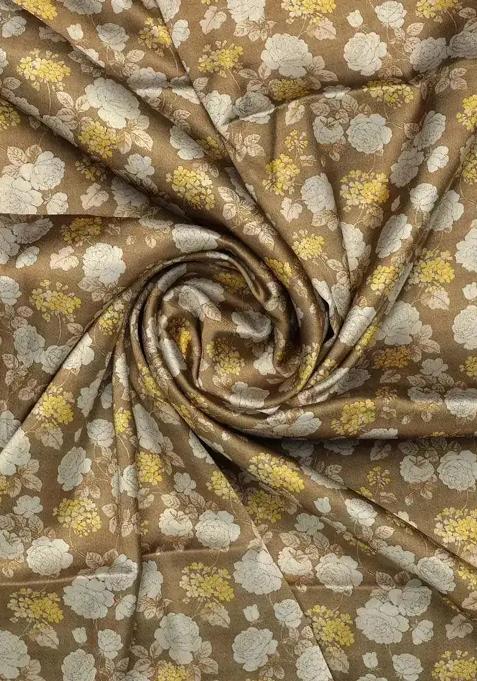 Brown Printed Satin Fusion Set