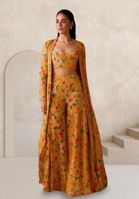 Orange Printed Organza Fusion Set