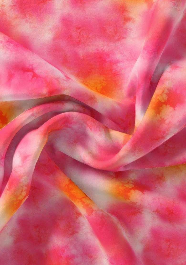 Pink Printed Organza Fusion Set - Indya