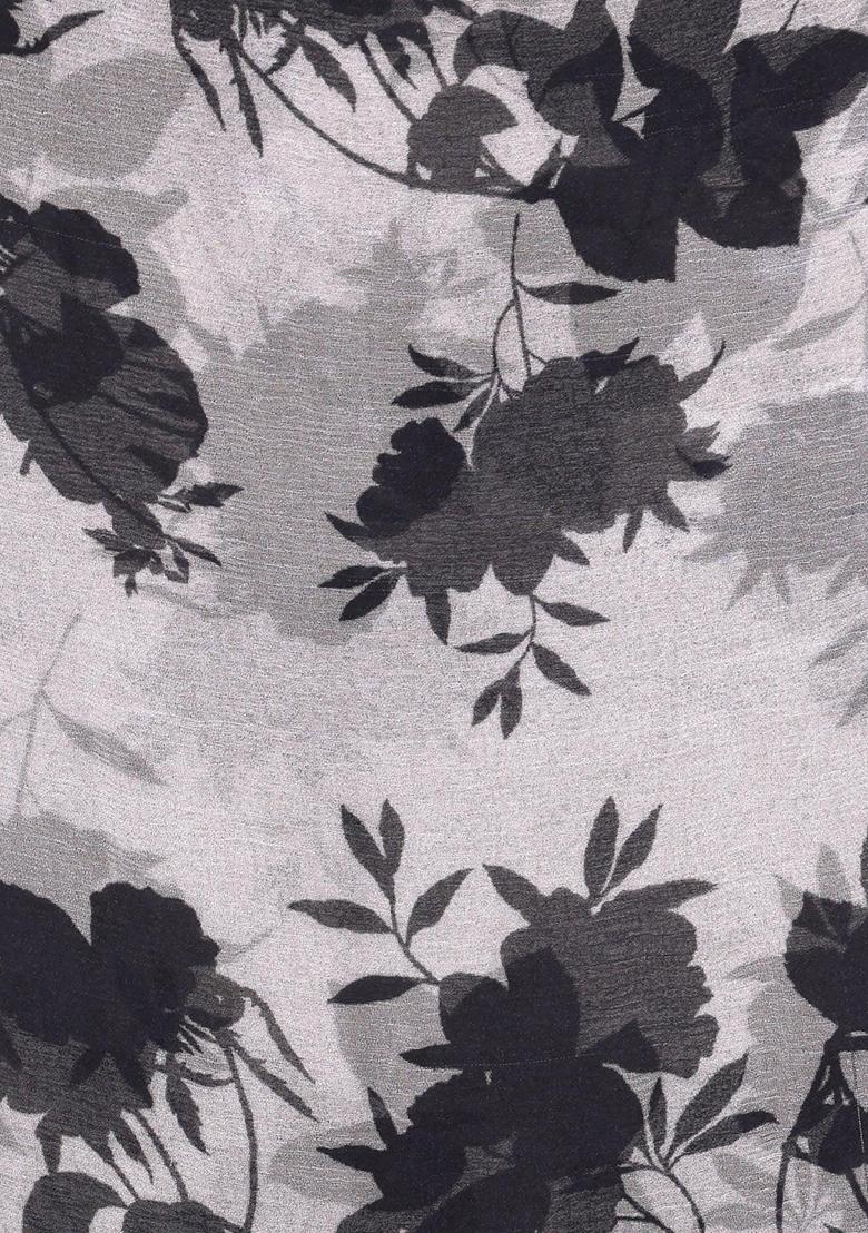 White Printed Chiffon Fusion Set - Indya