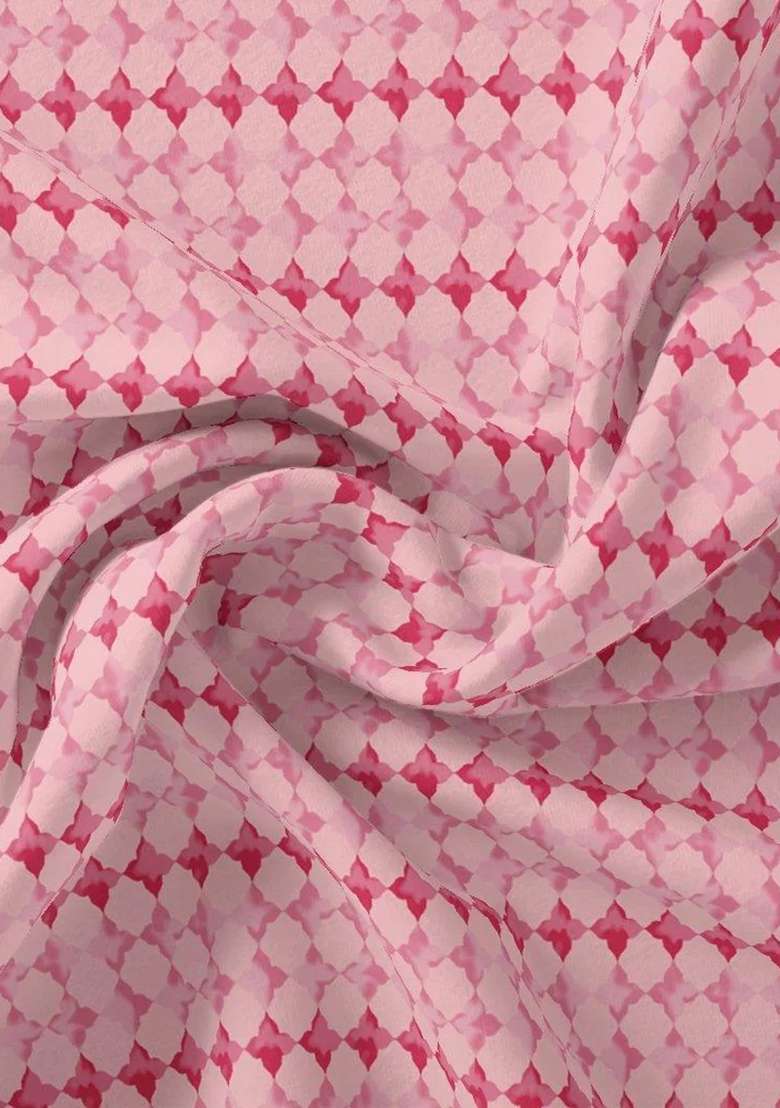 Pink Printed Chiffon Fusion Set - Indya