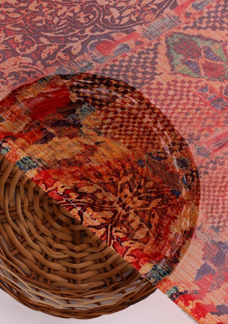 Multicolor Printed Chiffon Fusion Set - Indya