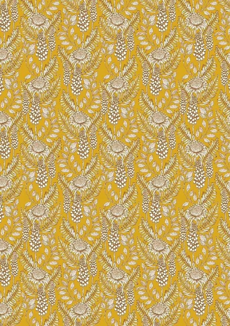 Yellow Printed Chiffon Fusion Set - Indya