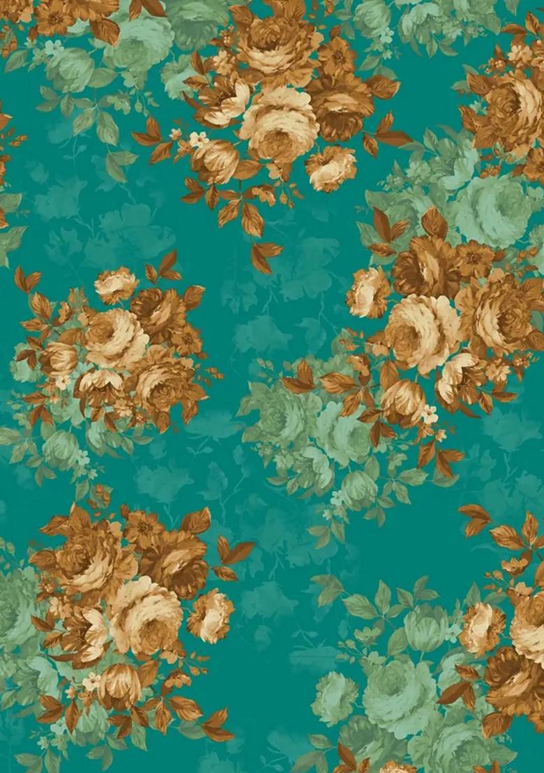 Ocean Blue Printed Chiffon Fusion Set - Indya