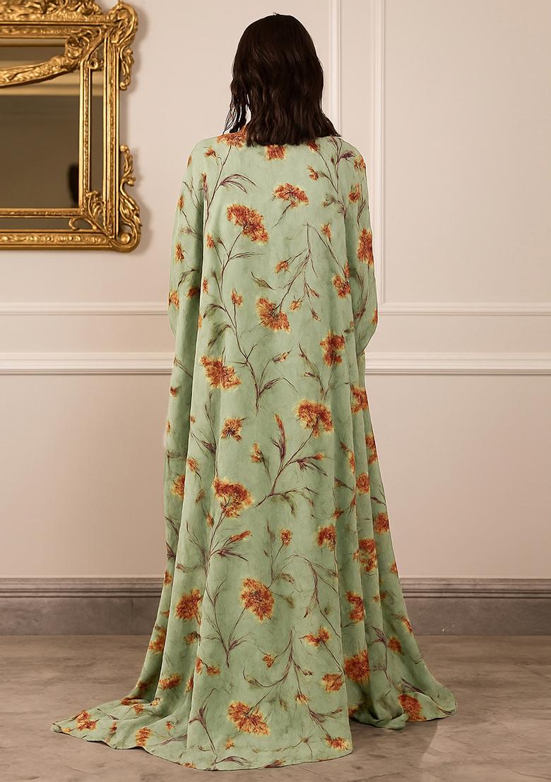 Grey Printed Chiffon Fusion Set - Indya