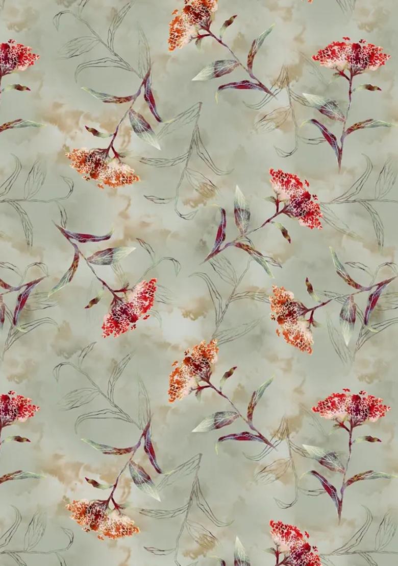 Grey Printed Chiffon Fusion Set - Indya