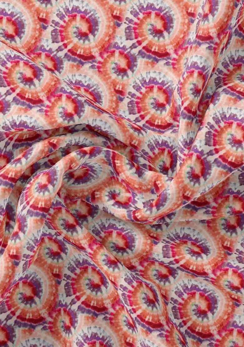 Multicolor Chiffon Fusion Set with Printed for Diwali | Wedding & Festive Wear - Indya