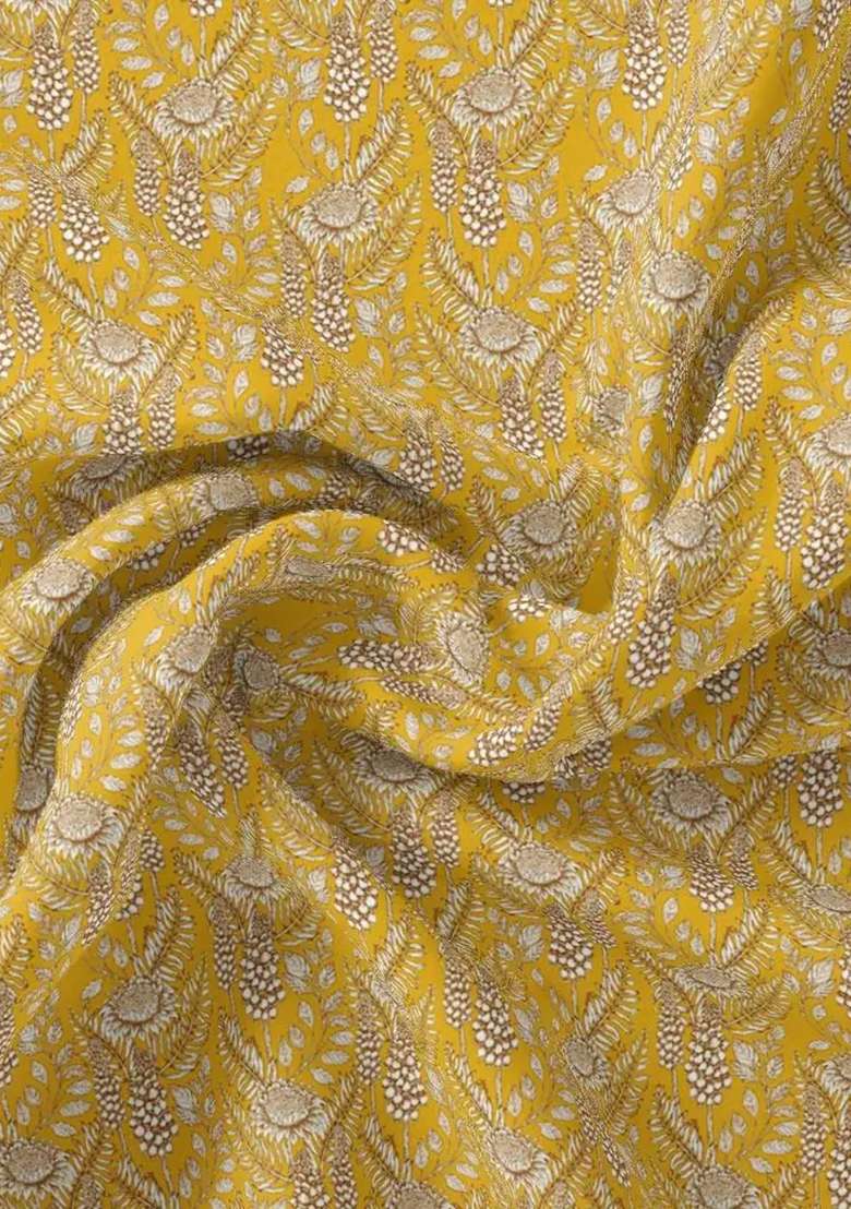 Yellow Printed Chiffon Fusion Set - Indya
