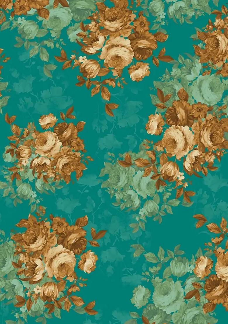 Ocean Blue Printed Chiffon Fusion Set - Indya