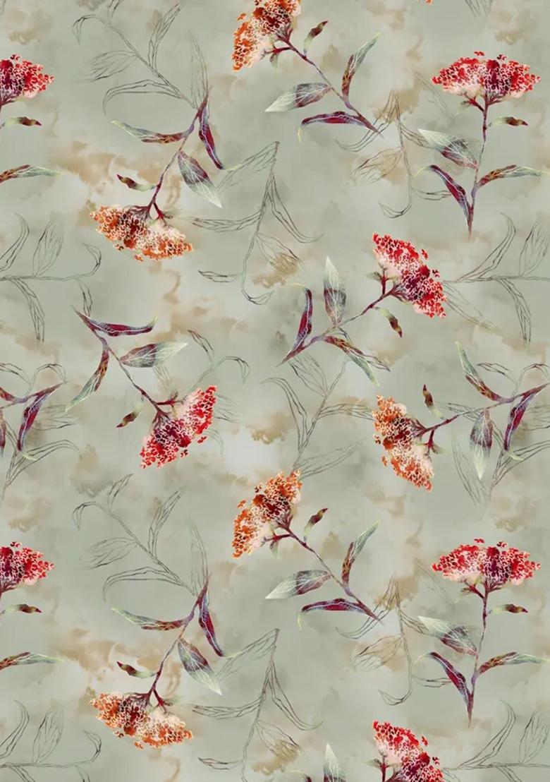 Grey Printed Chiffon Fusion Set - Indya