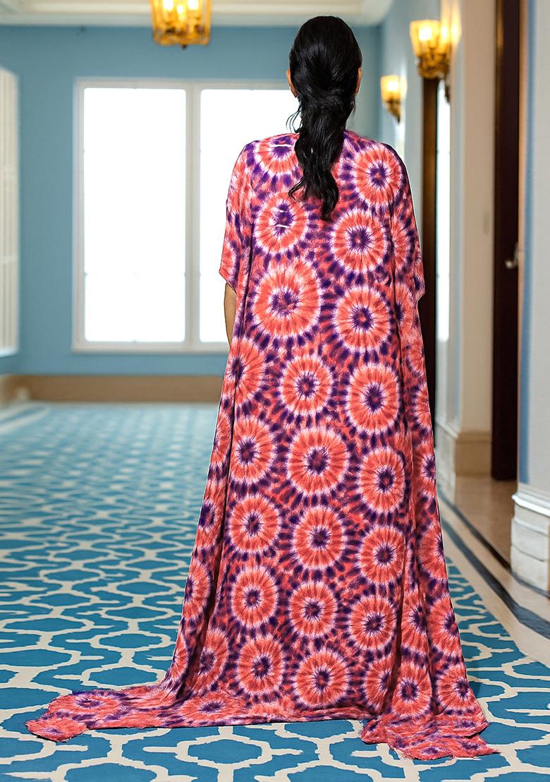 Multicolor Printed Chiffon Fusion Set - Indya