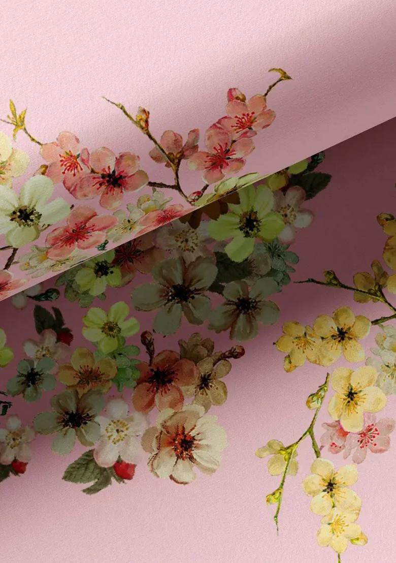 Baby Pink Printed Chiffon Fusion Set - Indya