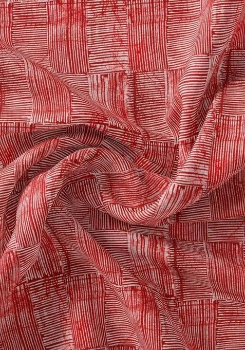 Red Printed Chiffon Fusion Set