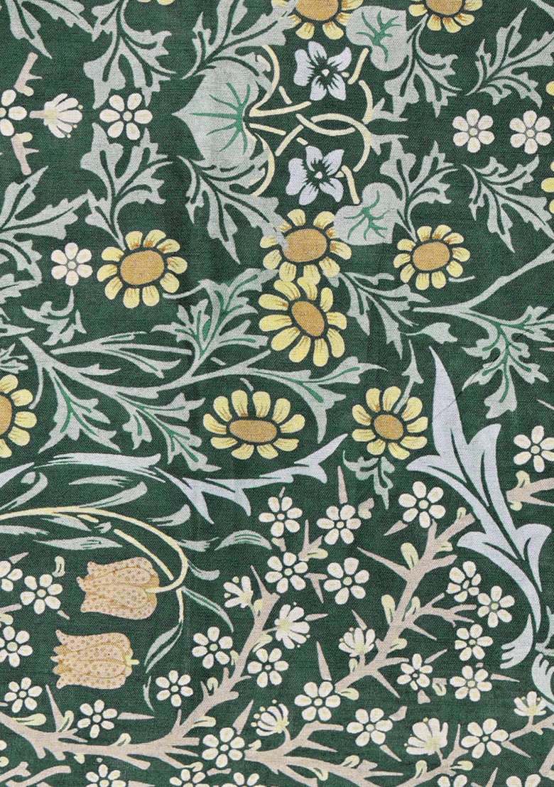 Forest Green Printed Dola Silk Fusion Set - Indya