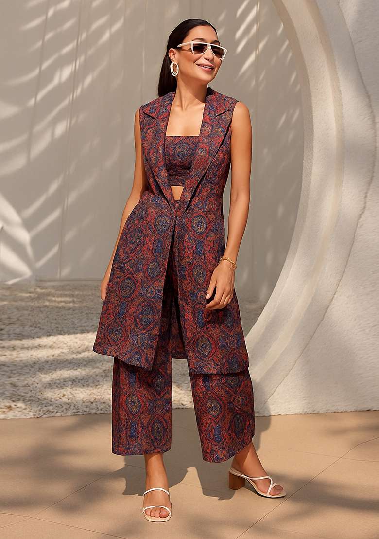 Pink Dola Silk Fusion Set with Printed for Diwali | Wedding & Festive Wear - Indya