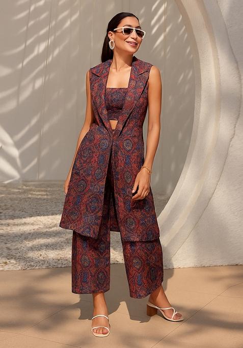 Pink Printed Dola Silk Fusion Set