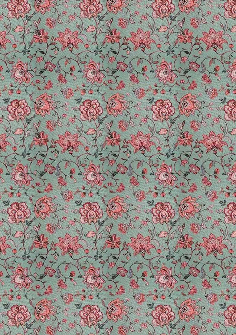 Mint Green Printed Polyester Fusion Set - Indya