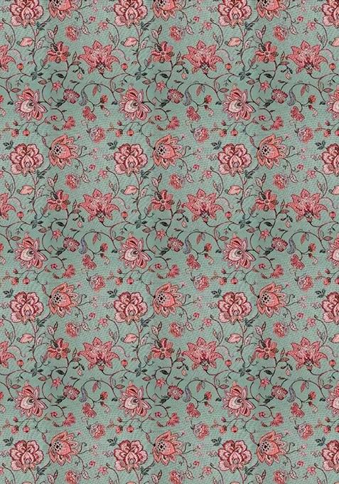 Mint Green Printed Polyester Fusion Set