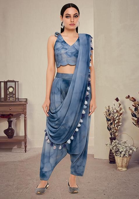 Blue Printed Polyester Fusion Set