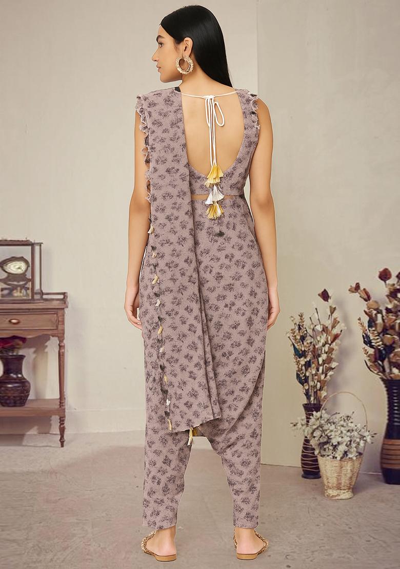 Pink Printed Polyester Fusion Set - Indya