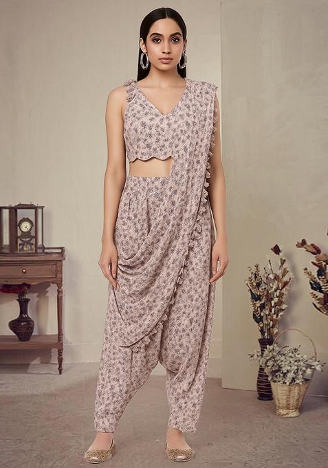 Pink Printed Polyester Fusion Set