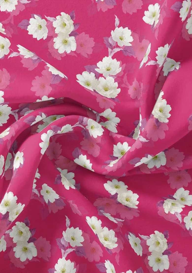 Pink Printed Polyester Fusion Set - Indya