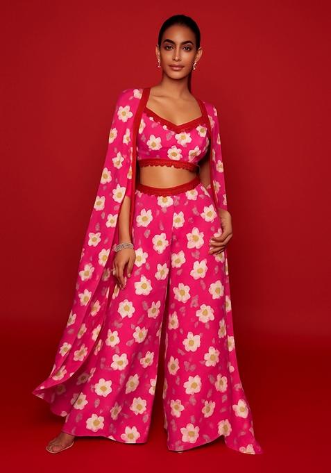 Pink Printed Polyester Fusion Set