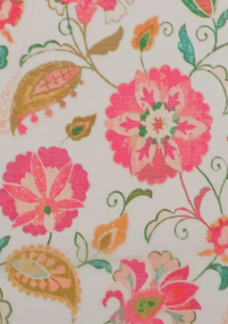 Beige Printed Chiffon Fusion Set - Indya