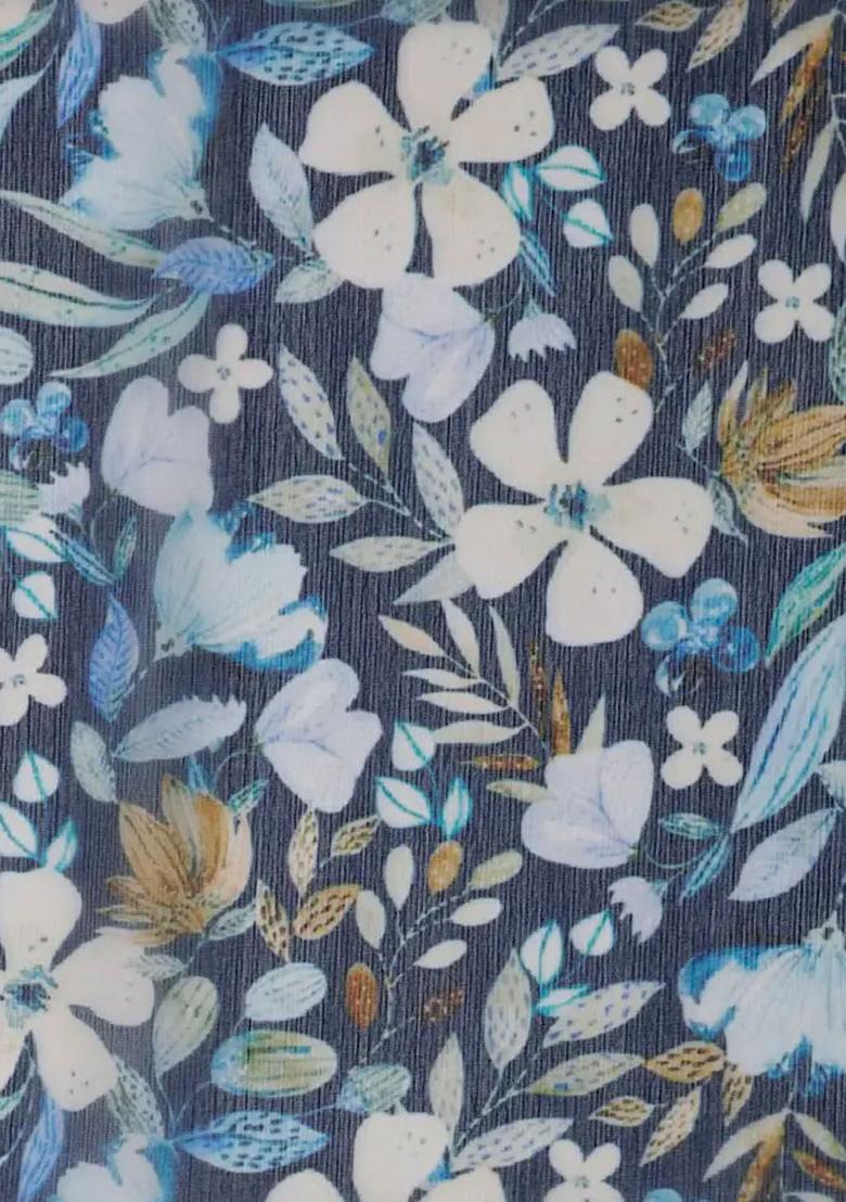 Blue Printed Chiffon Fusion Set - Indya