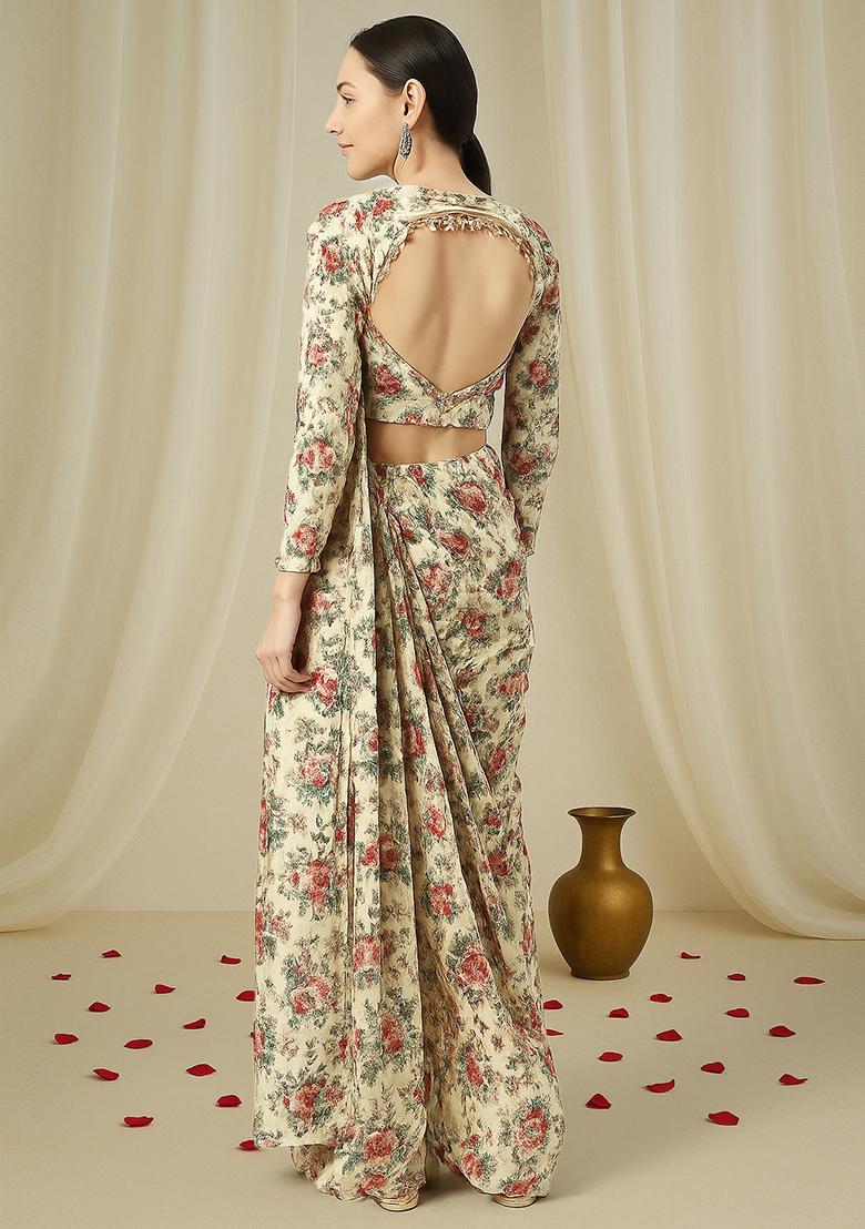 Multicolor Printed Chiffon Fusion Set - Indya