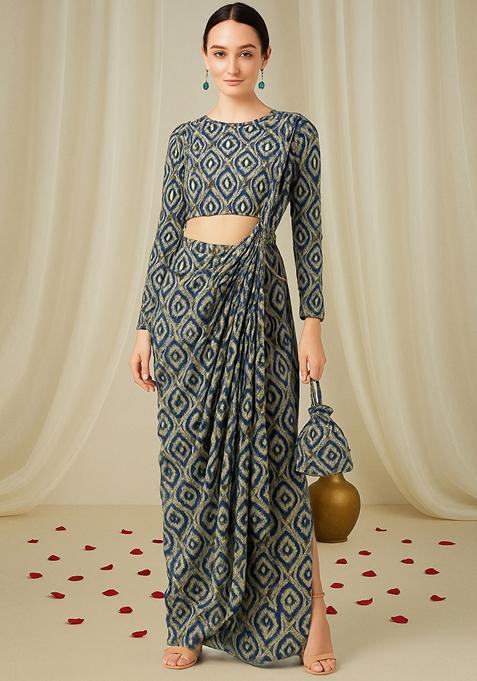 Multicolor Printed Chiffon Fusion Set