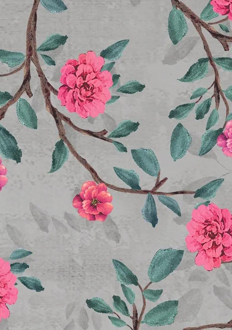 Grey Printed Chiffon Fusion Set - Indya