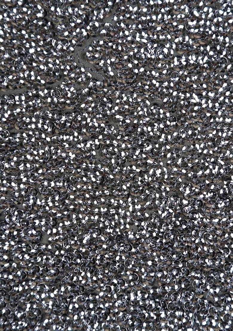 Grey Sequin Embellished Georgette Fusion Set - Indya