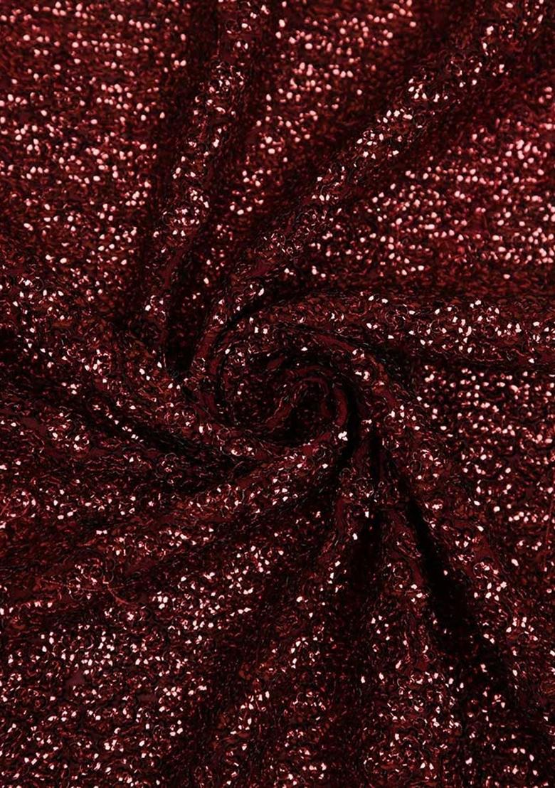 Maroon Sequin Embellished Georgette Fusion Set - Indya