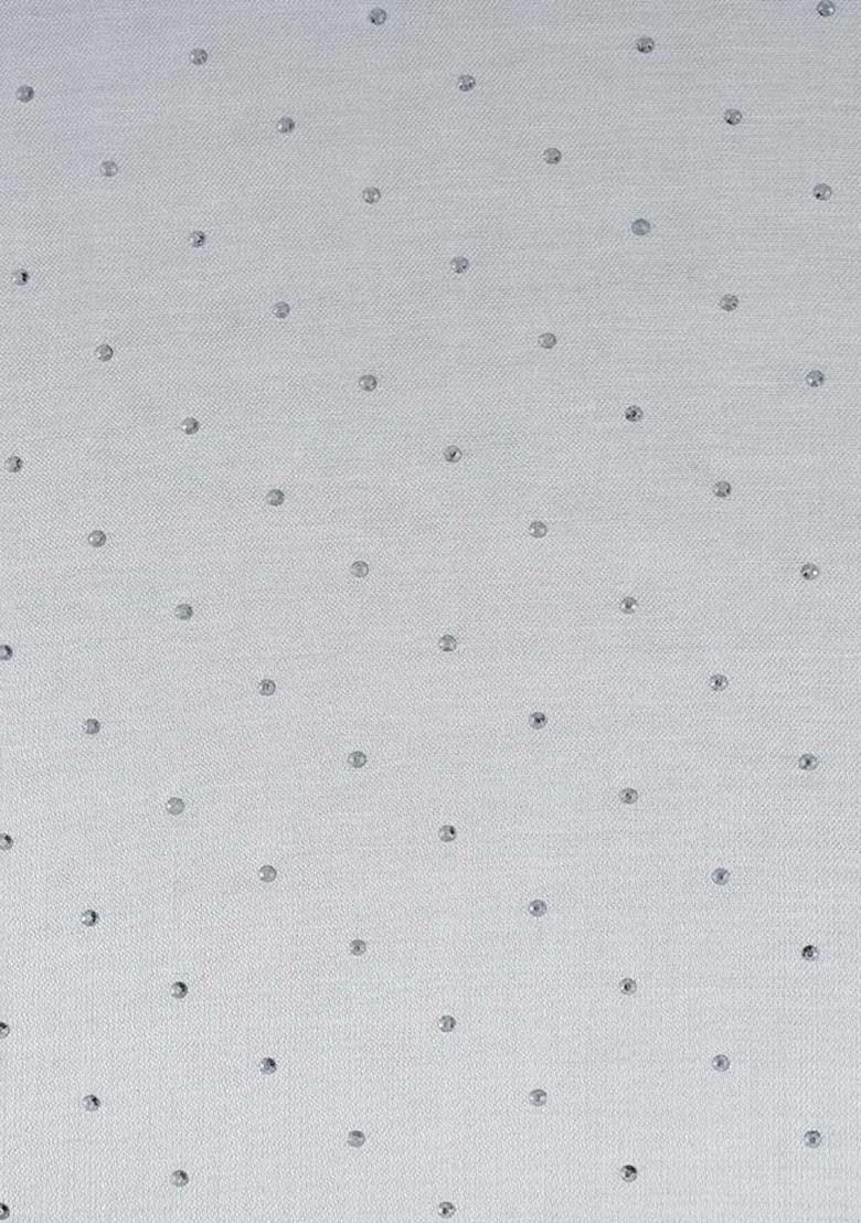 Cream Stone Work Satin Fusion Set - Indya