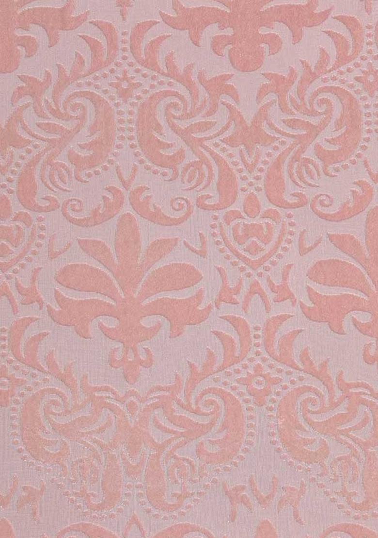 Pink Self Design Velvet Fusion Set - Indya