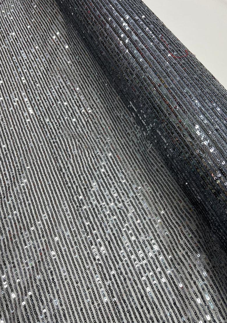 Silver Net Sequin Embellished Fusion Set - Indya