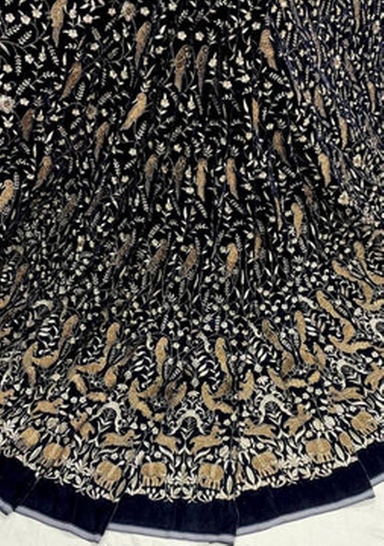 Black Crepe Embroidered Fusion Set - Indya