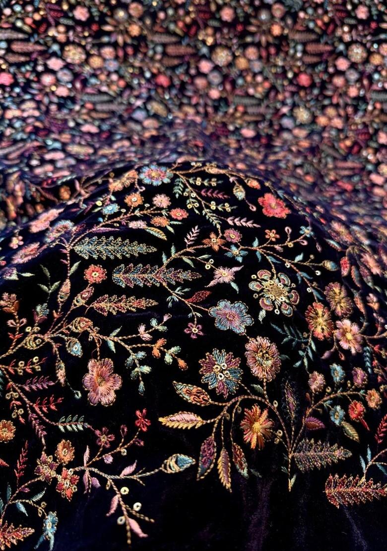 Black Chinon Sequin Embellished Lehenga Set - Indya