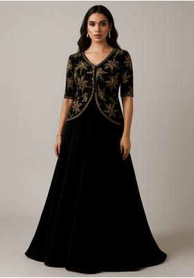 Black Chinon Sequin Embellished Lehenga Set