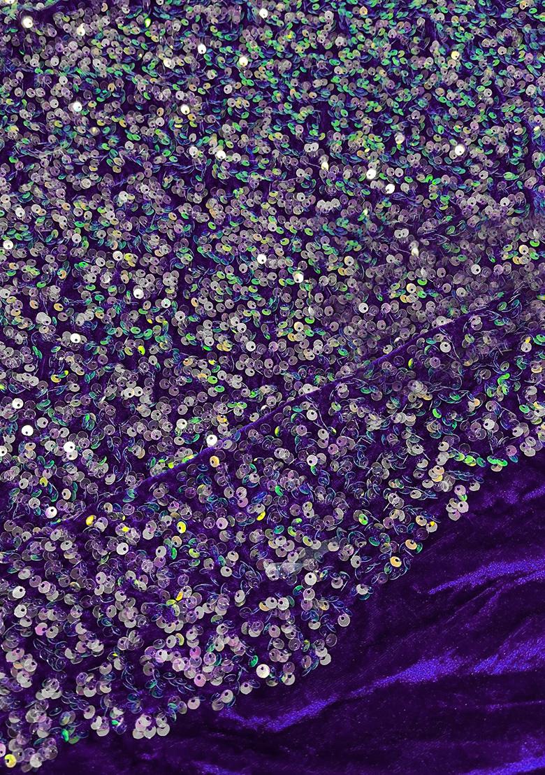 Royal Blue Satin Embellished Jacket Fusion Set - Indya