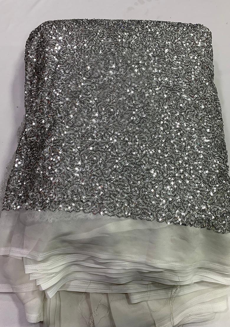 Grey Satin Embellished Jacket Fusion Set