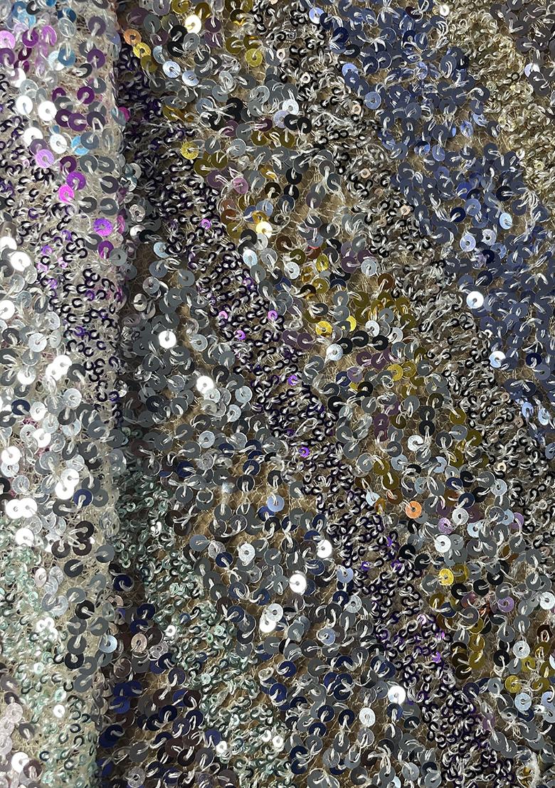 Blue Crepe Sequin Embroidered Fusion Set - Indya