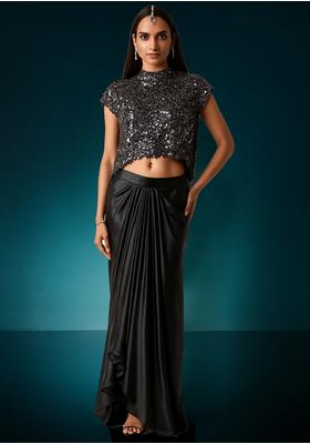 Black Crepe Sequin Fusion Set