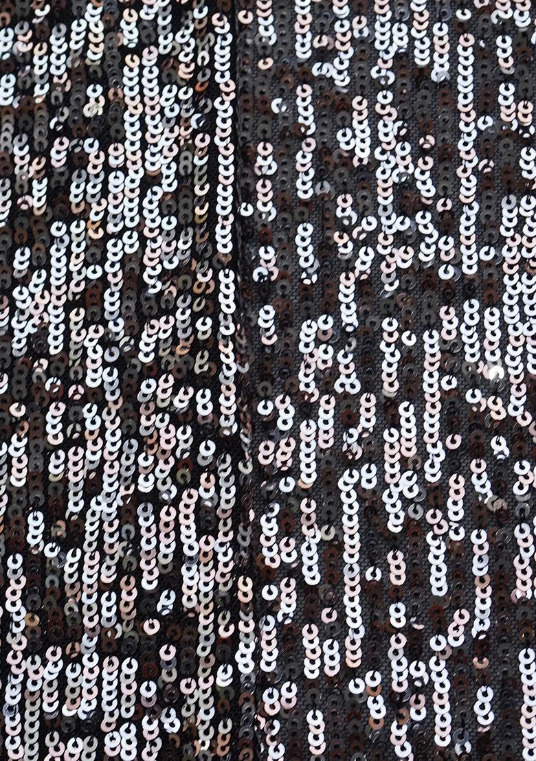 Black Crepe Sequin Fusion Set - Indya