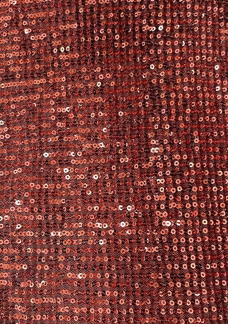 Orange Crepe Sequin Fusion Set - Indya