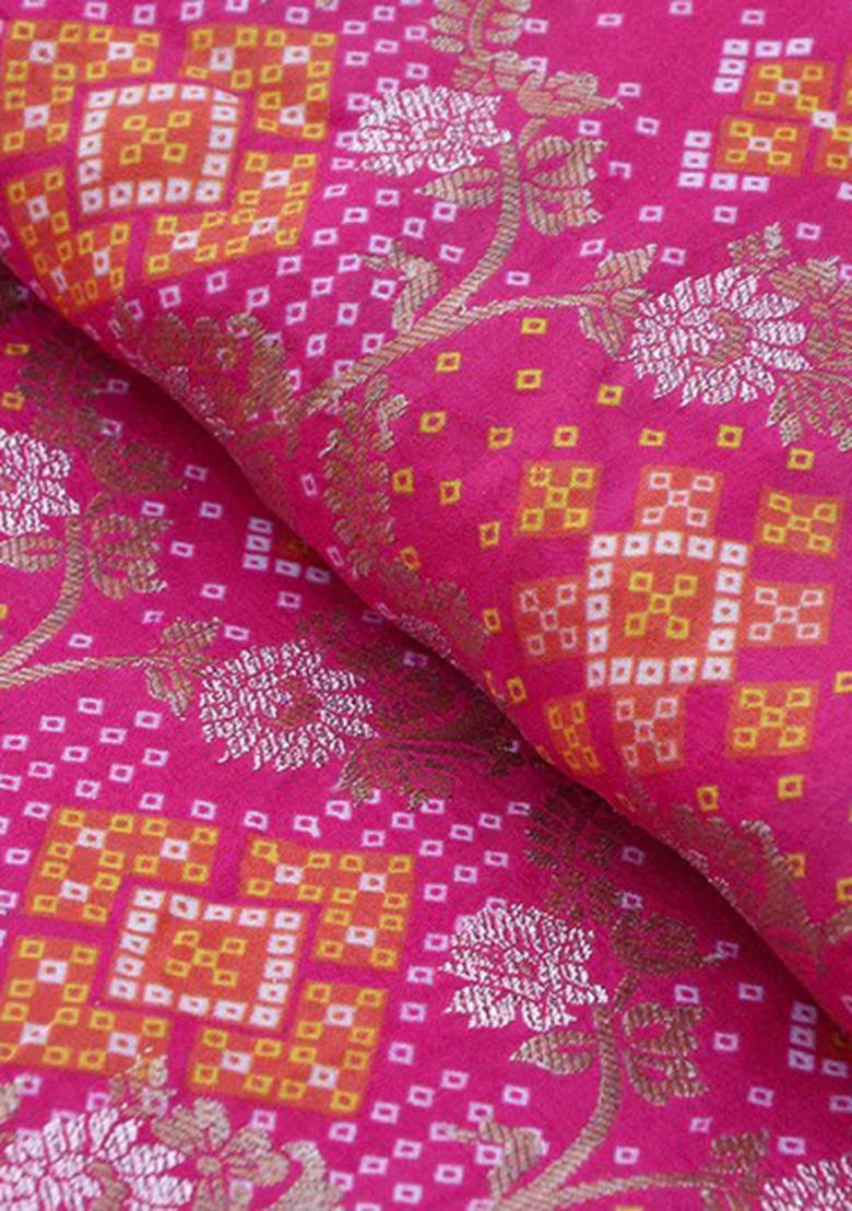 Pink Zari Work Crepe Fusion Set - Indya