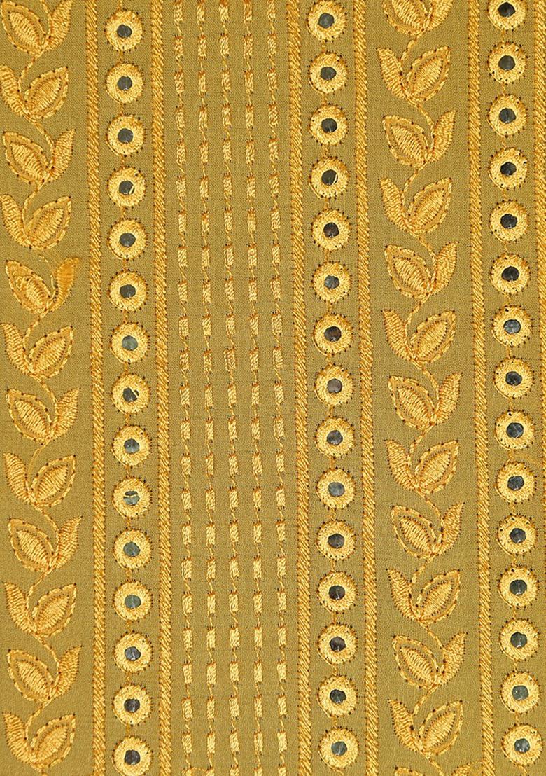 Yellow Sequin Embroidered Crepe Fusion Set - Indya