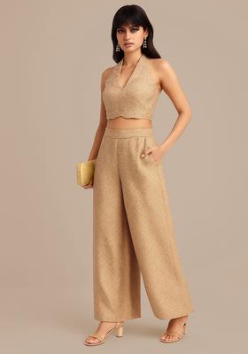 Peach Jacquard Brocade Fusion Set